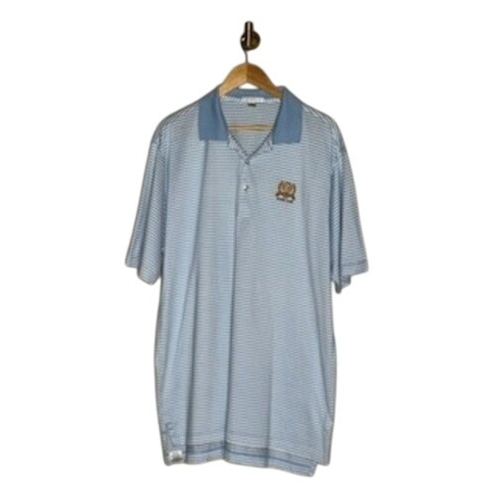 Peter Millar Striped Performance Golf Polo Mens XL Santa Lucia River Club